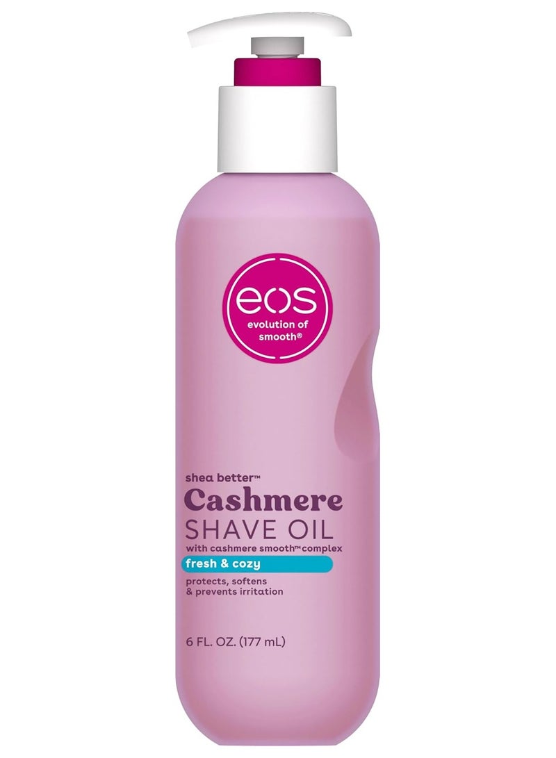 eos Cashmere Shave Oil, Fresh & Cozy, Soothing and Moisturizing, Prevents Irritation and Razor Burn, Entire Bikini Area-Approved 177ml - Image 1