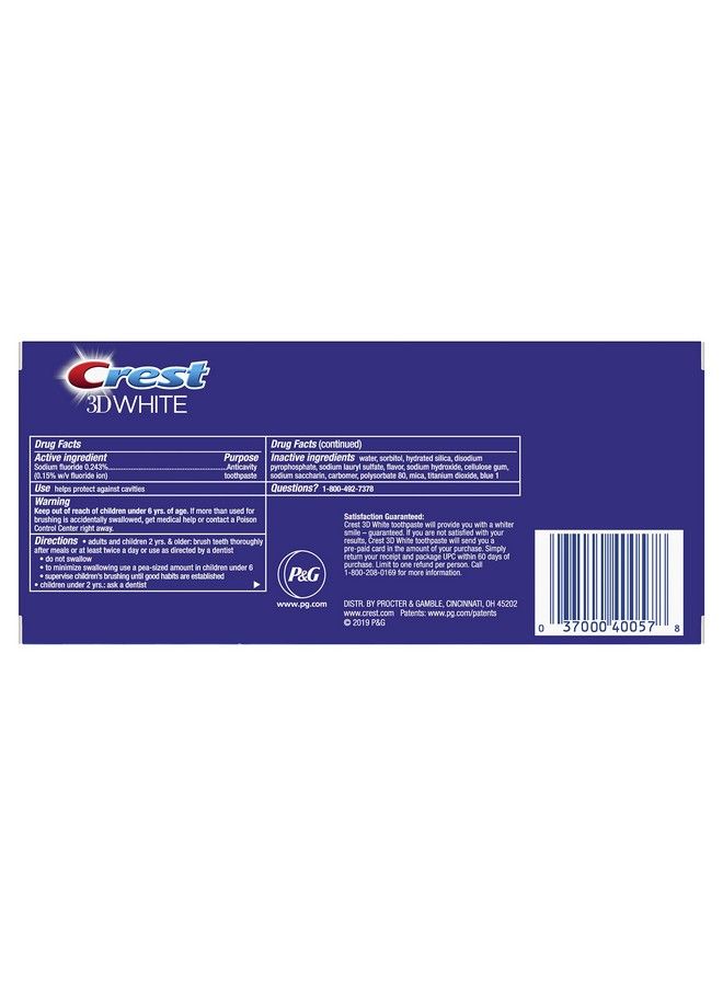 Crest 3D White Fluoride Anticavity Toothpaste Arctic Fresh Value Ea 4.1 Ounce (2Pack) - Image 3