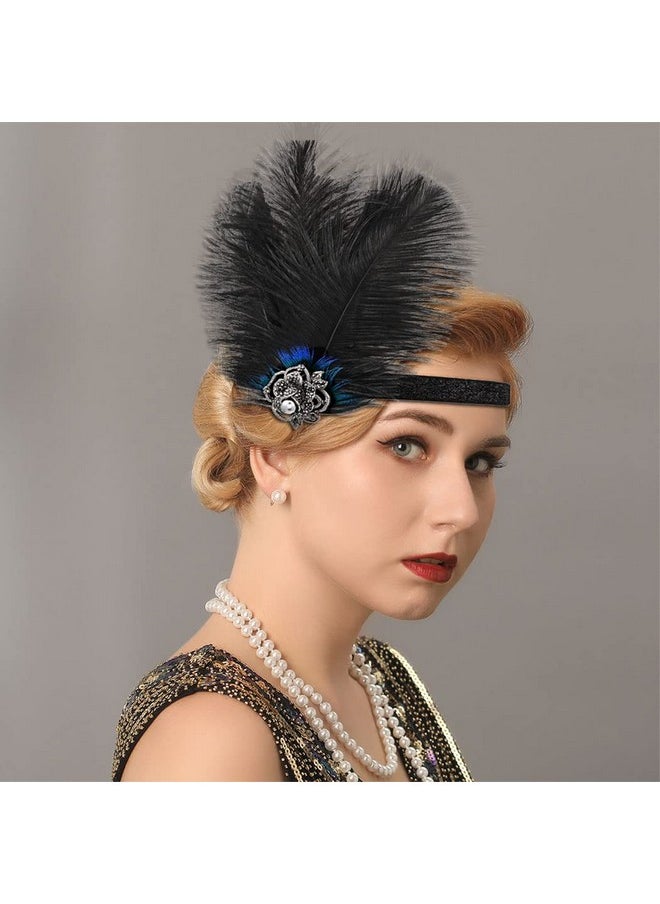 Flapper Headband Black 1920S Feather Headband Roaring 20S Headpiece Art Deco Party Prom Headress Hair Accessories For Women And Girls - pzsku/Z8A963539B3A455CA217BZ/45/_/1718645345/d1525ead-9036-459a-b974-180360f1a387