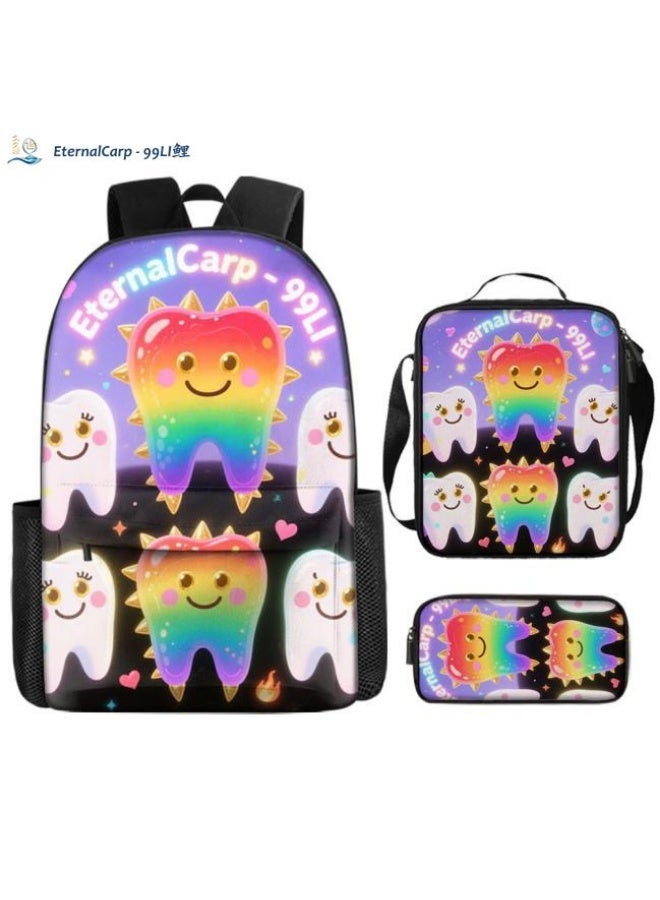 Bright Li Fire Shoulder + hand-held + stationery bag | Cartoon bag 3-piece set, easy to cope with various occasions (available for students, children, friends' outings, mountain climbing, school, etc.) | Back to school season/holiday gifts - 97 - Image 1