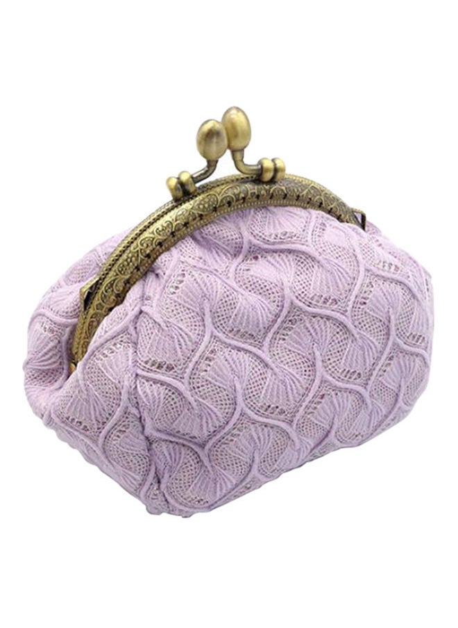 NIBEMINENT Vintage Knitted Coin Purse Purple 