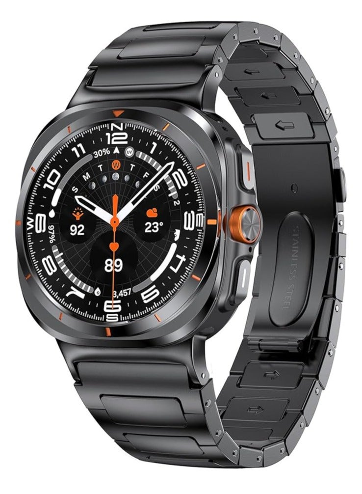 TIGER Stainless Steel Band Compatible with Galaxy Watch Ultra 47mm (2024) – No Gap Business Metal Replacement Strap for Samsung Galaxy Watch 7 Ultra 47mm – Premium Adjustable Wristband for Men – Durable & Stylish Black - Image 1