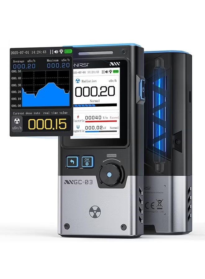 فنيرسي كاشف كهرومغناطيسي عداد جايجر FNIRSI GC-03، كاشف إشعاع نووي 3 في 1، مقياس EMF، لا يدعم كشف الترددات اللاسلكية، مقياس جرعات إشعاع محمول قابل لإعادة الشحن، جهاز مراقبة إشعاع بيتا جاما بالأشعة السينية - Image 1