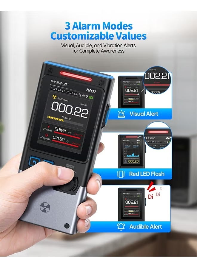 فنيرسي كاشف كهرومغناطيسي عداد جايجر FNIRSI GC-03، كاشف إشعاع نووي 3 في 1، مقياس EMF، لا يدعم كشف الترددات اللاسلكية، مقياس جرعات إشعاع محمول قابل لإعادة الشحن، جهاز مراقبة إشعاع بيتا جاما بالأشعة السينية - Image 2