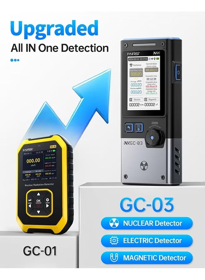 فنيرسي كاشف كهرومغناطيسي عداد جايجر FNIRSI GC-03، كاشف إشعاع نووي 3 في 1، مقياس EMF، لا يدعم كشف الترددات اللاسلكية، مقياس جرعات إشعاع محمول قابل لإعادة الشحن، جهاز مراقبة إشعاع بيتا جاما بالأشعة السينية - Image 3