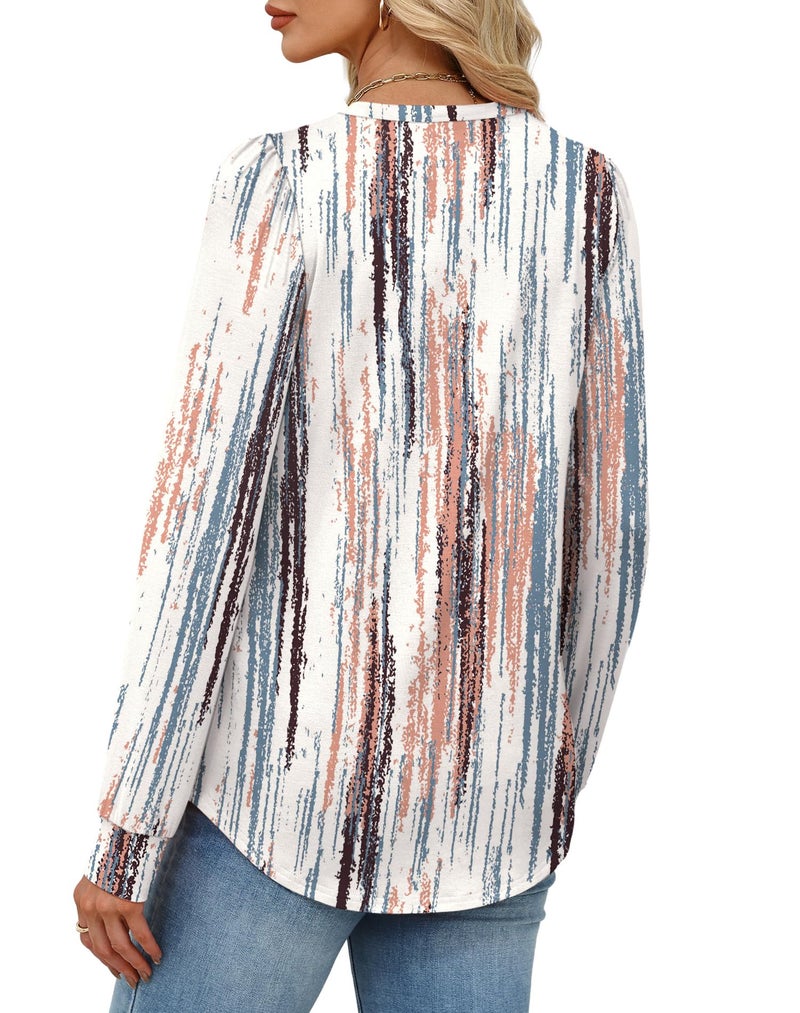 Alaroo Long Sleeve Shirts for Women Boho Tunic Tops Fall Fashion Basic Crewneck Sweatshirts Tie Dye Clothes 2026 Print 3 M - Image 5