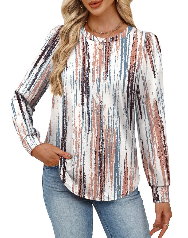 Alaroo Long Sleeve Shirts for Women Boho Tunic Tops Fall Fashion Basic Crewneck Sweatshirts Tie Dye Clothes 2026 Print 3 M - Image 3