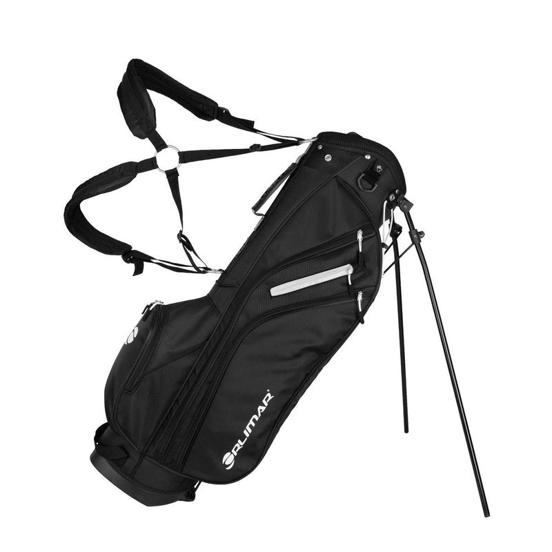 Orlimar SRX 56 Golf Stand Bag Black Compact Lightweight Walking Golf Club Bag for Men with 5 Way Divider Top 5 Zippered Pockets Rain Hood Cover Padded Double Carry Strap Water Bottle Sleeve