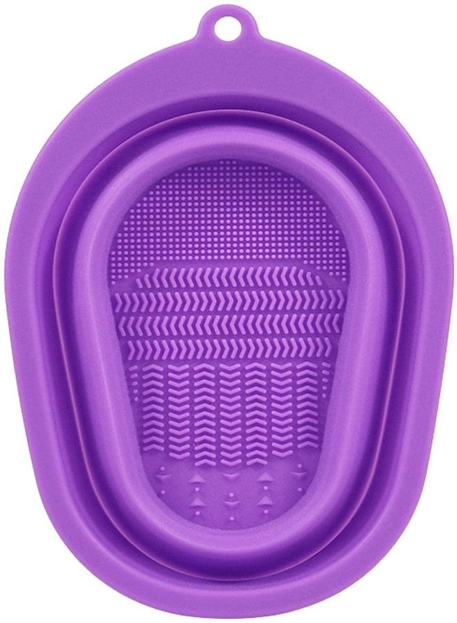 GALV Makeup Brush Cleaning Mat, Silicone Makeup Brush Scrubber, Cosmetic Brush Cleaner, Brush Cleaning Pad, Foldable makeup brush cleaning Bowl - Image 1