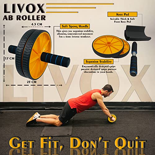 Livox Plastic Double Toning Resistance Tube Band And Ab Wheel Roller With Push Up Bar, Skipping Rope Combo For Men And Women Gym Equipment Set For Home Workout - Image 2
