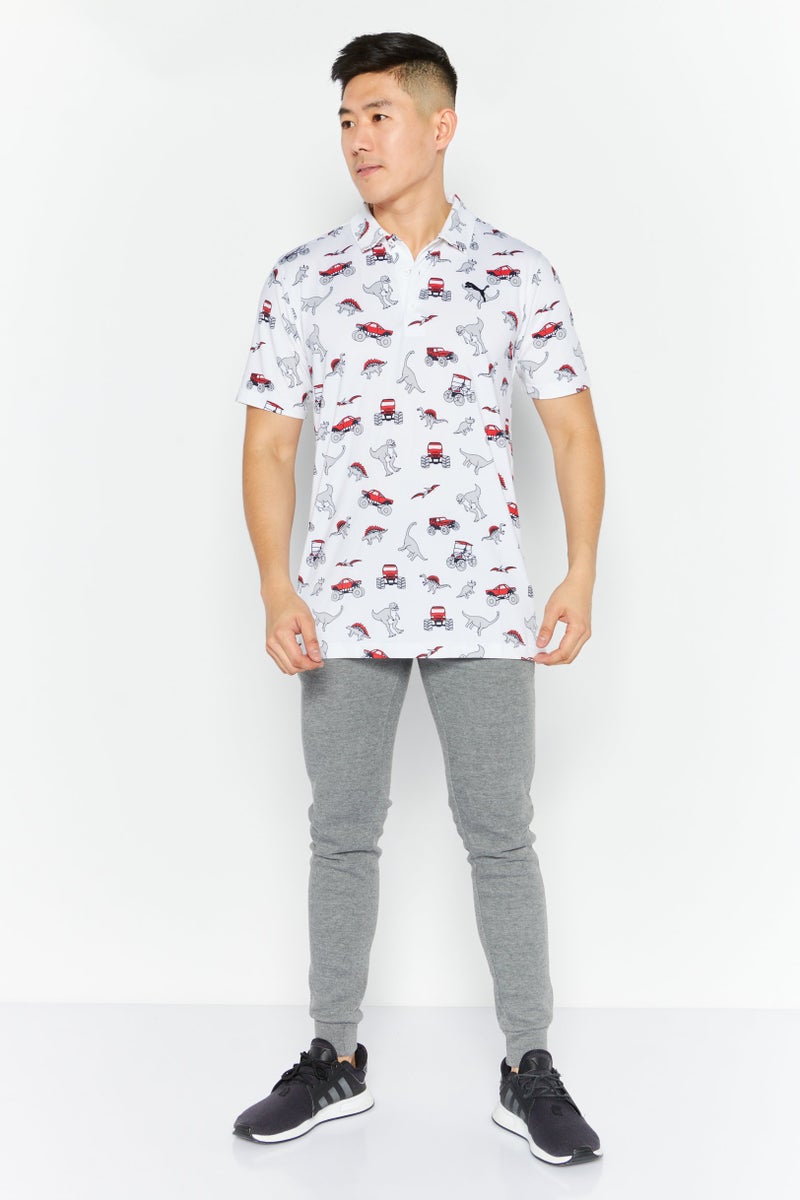 PUMA Men Sportswear Fit Short Sleeve Outdoor Polo Shirt, White Combo - Image 4