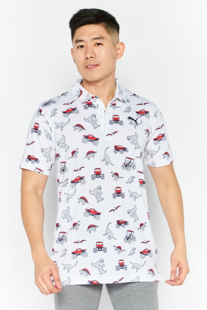 PUMA Men Sportswear Fit Short Sleeve Outdoor Polo Shirt, White Combo - Image 1