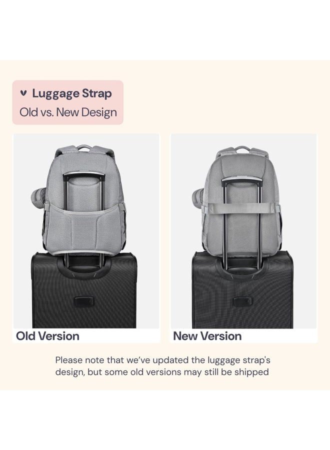 BabbleRoo Diaper Bag Backpack, Unisex Baby Bags with Changing Pad, Pacifier Case & Stroller Straps, Multifunction Waterproof Travel Back Pack for Boys Girls, Light Gray, Grey - Image 2