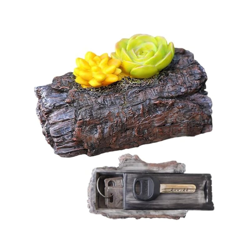 SOLARAE Hide a Spare Key Outdoor Waterproof Fake Branch, With Succulent Key Hider Safe Storage Box, Safe for Outdoor Garden or Yard, Geocaching, Outside Indoor Garden Ornament Decorative - Image 1