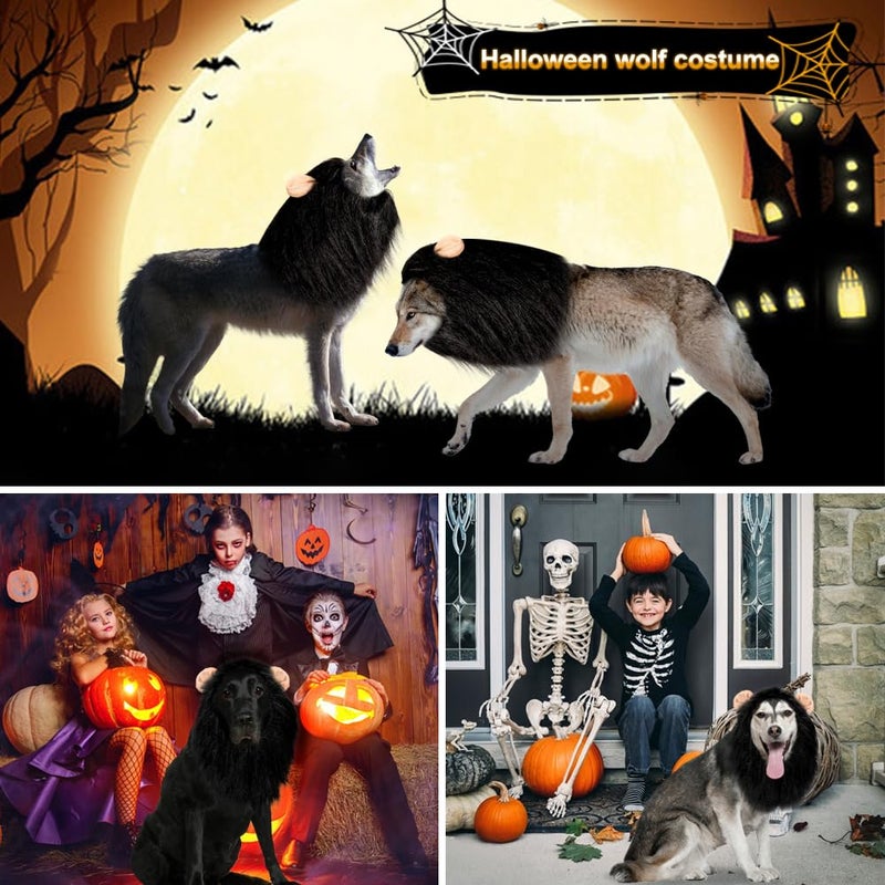 Vivifying Lion Mane (Black) for Medium & Large Dogs - Adjustable Pet Costume with Faux Fur, 13.77in x 14.5in, Up to 27.55in Neck Girth, Halloween Dog Accessory - Image 5