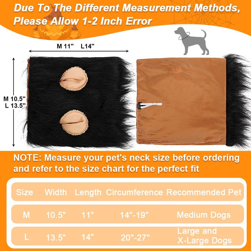 Vivifying Lion Mane (Black) for Medium & Large Dogs - Adjustable Pet Costume with Faux Fur, 13.77in x 14.5in, Up to 27.55in Neck Girth, Halloween Dog Accessory - Image 3