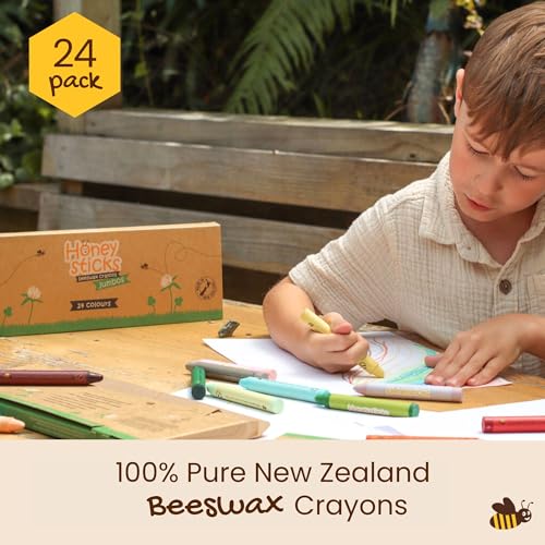 Honeysticks Jumbo Crayons (24 Pack) - Non Toxic Crayons - 100% Pure Beeswax and Food Grade Colors - 24 Bright Colors - Large, Easy to Hold and Use - Preschool Art Supplies for Toddlers/Kids 3-5, 4-8 - Image 3