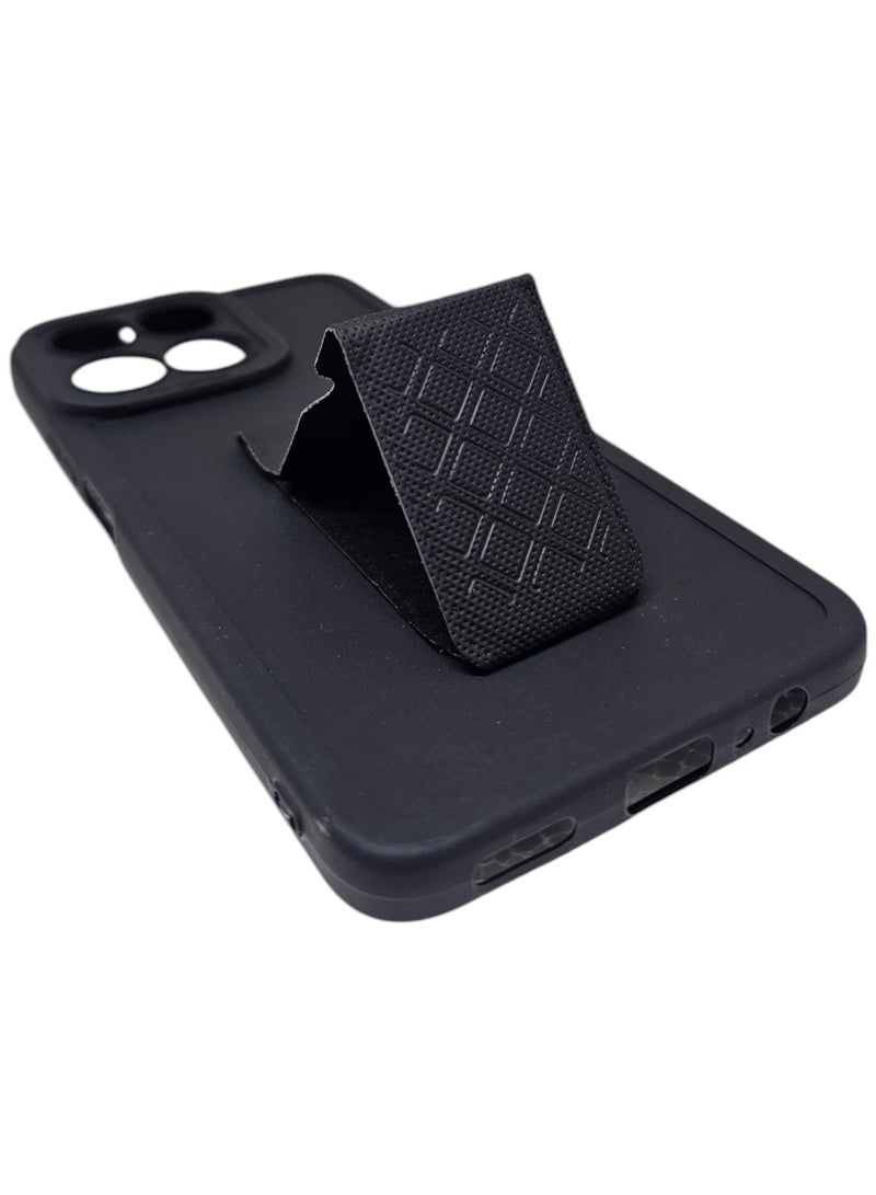 REWO Silicone Back Cover With Holder For Honor X7c 4G - Black - Image 3