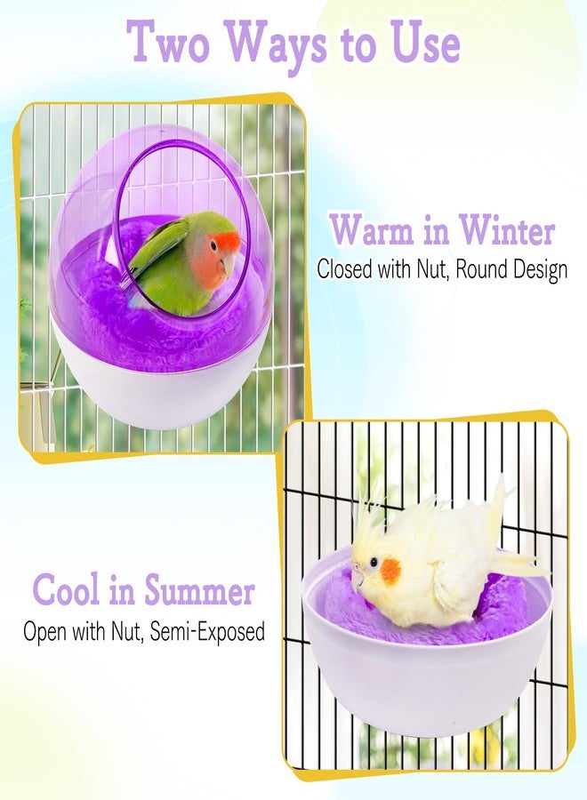 kathson Plastic Bird Nest Chewproof Small Bed with mat Hanging House Hut Bird Cage Breeding Hatching Nest Washable Parakeet Nest for Parrot Budgie Love Bird Canary (Purple) - Image 4