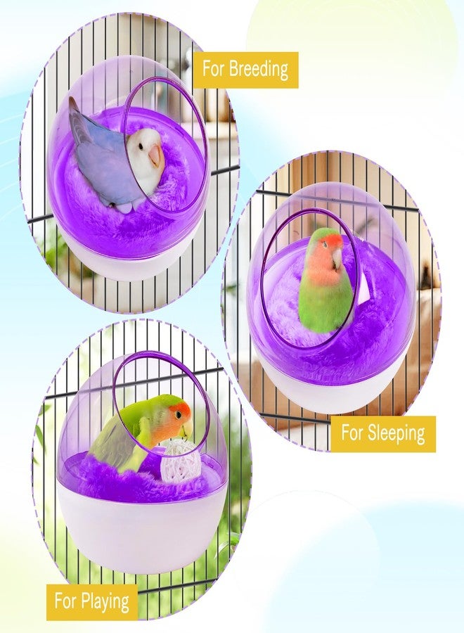 kathson Plastic Bird Nest Chewproof Small Bed with mat Hanging House Hut Bird Cage Breeding Hatching Nest Washable Parakeet Nest for Parrot Budgie Love Bird Canary (Purple) - Image 5