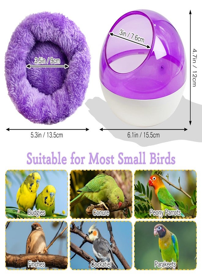 kathson Plastic Bird Nest Chewproof Small Bed with mat Hanging House Hut Bird Cage Breeding Hatching Nest Washable Parakeet Nest for Parrot Budgie Love Bird Canary (Purple) - Image 3