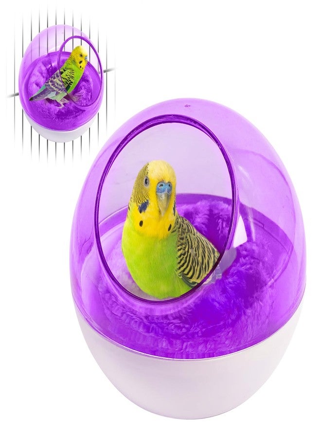 kathson Plastic Bird Nest Chewproof Small Bed with mat Hanging House Hut Bird Cage Breeding Hatching Nest Washable Parakeet Nest for Parrot Budgie Love Bird Canary (Purple) - Image 1
