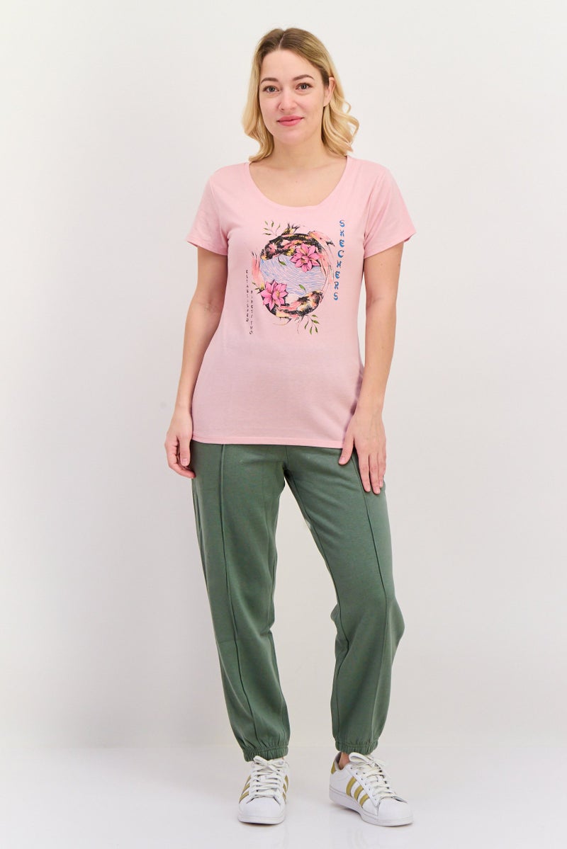 SKECHERS Women Sportswear Fit Short Sleeve Outdoor Top, Pink Combo  - Image 4