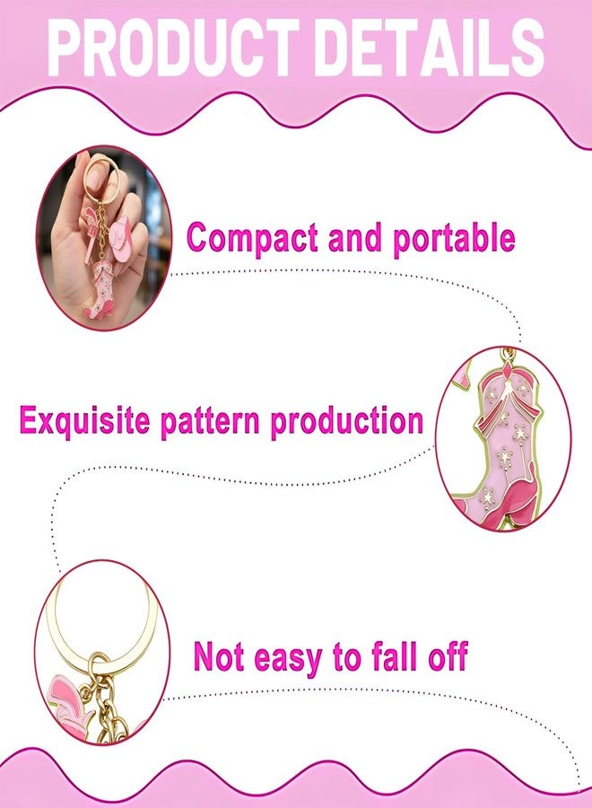 BharatBazaar 2PCS Keychain for Girls Cute, Western Cowboy Hat Keyring Aesthetic, Pink and Brown Bag Charms, Metal Keychain for Car Keys, Phone Keychains, Aesthetic Accessories - Image 3
