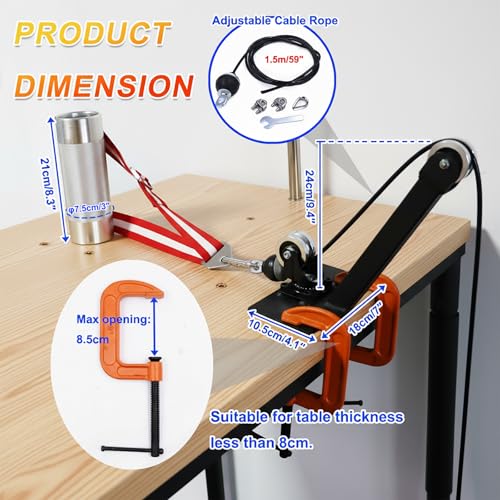 Lights Mountain Arm Wrestling Training Kit with Dual Pulley System, 3" Handle & Adjustable Supination Strap, 1.5m Steel Cable, Loading Pin, 2 Stainless Steel Carabiners, Multi-Purpose Strength Training Set for Pros - Image 2