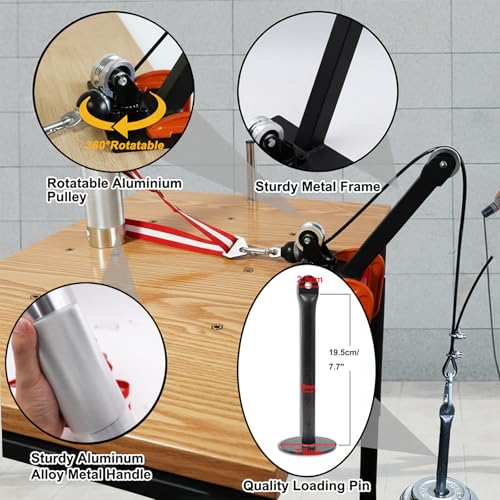 Lights Mountain Arm Wrestling Training Kit with Dual Pulley System, 3" Handle & Adjustable Supination Strap, 1.5m Steel Cable, Loading Pin, 2 Stainless Steel Carabiners, Multi-Purpose Strength Training Set for Pros - Image 5
