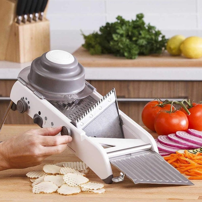 DIKPUL GROUP 18 in 1 Adjustable Mandoline Slicer Stainless Steel Vegetable Onion Potato Slicer French Fry Cutter Onion Potato Slicer French Fry Cutter Chopper Slicer Dicer Chips Salad - Image 5