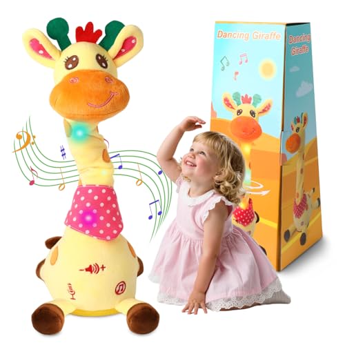 LLUKEME Dancing Giraffe Toy Stuffed Animal Toddlers Gifts for Easter Baby Toys Singing Song Toddlers Toy Repeats What You Say Glowing Musical Toy for Baby Birthday Gift Groovy Giraffe Toy - Image 1