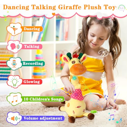 LLUKEME Dancing Giraffe Toy Stuffed Animal Toddlers Gifts for Easter Baby Toys Singing Song Toddlers Toy Repeats What You Say Glowing Musical Toy for Baby Birthday Gift Groovy Giraffe Toy - Image 5
