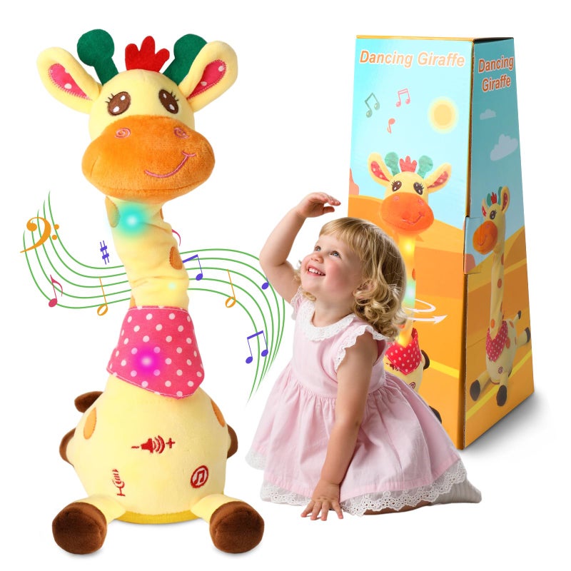LLUKEME Dancing Giraffe Toy Stuffed Animal Toddlers Gifts for Easter Baby Toys Singing Song Toddlers Toy Repeats What You Say Glowing Musical Toy for Baby Birthday Gift Groovy Giraffe Toy - Image 3