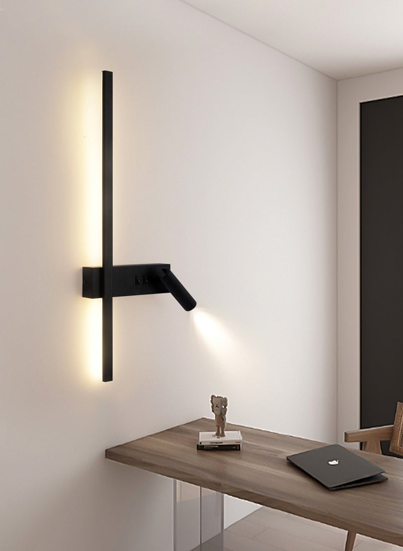 لوبيتيز الحد الأدنى أدى قطاع الجدار مصباح ( أسود ، 80cm ، 3000K الضوء الدافئ ، بقعة ضوء على اليمين ) أدى الجدار مصباح غرفة نوم مع بقعة ضوء - مصباح الجدار الداخلي - مثالية لتزيين الجدار - LED مصباح الداخلية - الإضاءة الداخلية - ديكور الغرفة - مصباح - مجلس الوزراء السرير - غرفة نوم - Image 1
