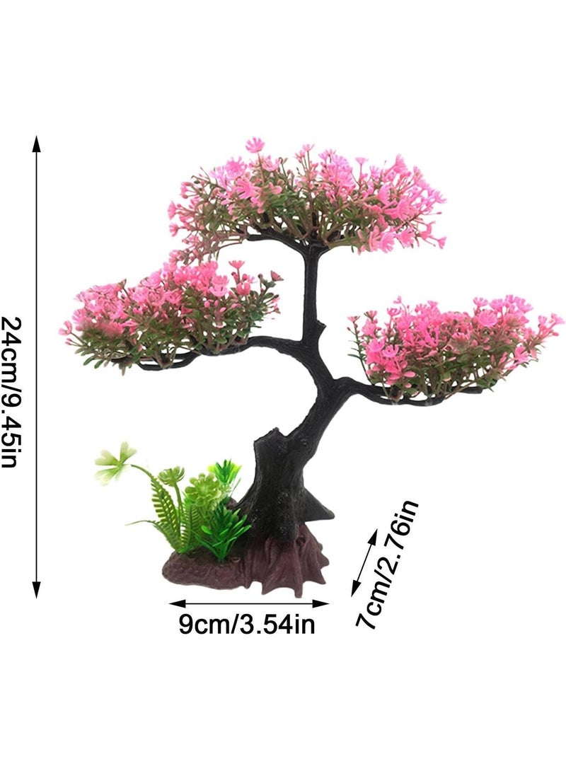 Soofam Fish Tank Plants - Artificial Fish Tank Decorations | Plant Waterscape, Blossom Tree & Grass Aquarium Decor Set, Hides Accessories for Decor - Image 4