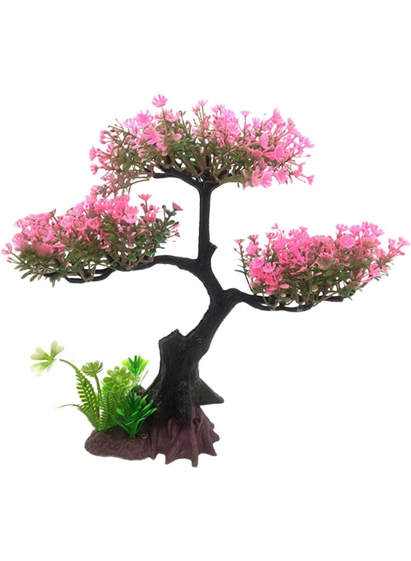 Soofam Fish Tank Plants - Artificial Fish Tank Decorations | Plant Waterscape, Blossom Tree & Grass Aquarium Decor Set, Hides Accessories for Decor - Image 1