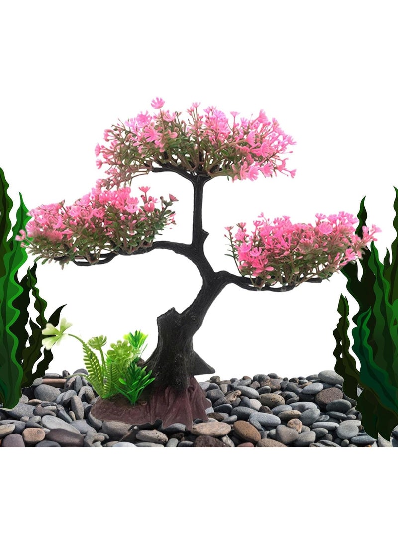 Soofam Fish Tank Plants - Artificial Fish Tank Decorations | Plant Waterscape, Blossom Tree & Grass Aquarium Decor Set, Hides Accessories for Decor - Image 5