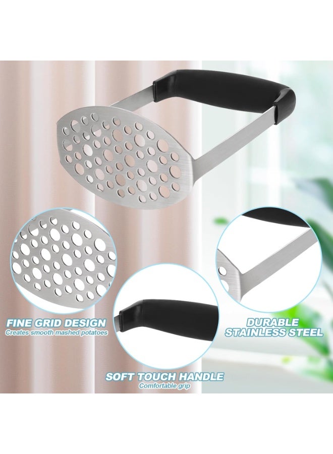 Potato Masher, Stainless Steel Premium Hand-Mashed Machine, Purees Baby Food, Fruit And Vegetable Smasher, with Wide Ergonomic Horizontal Handle Fine-Grid Plate  - Image 3