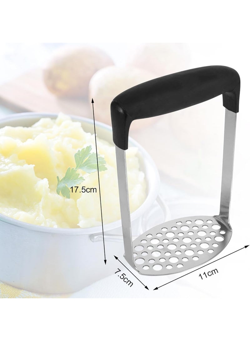 Potato Masher, Stainless Steel Premium Hand-Mashed Machine, Purees Baby Food, Fruit And Vegetable Smasher, with Wide Ergonomic Horizontal Handle Fine-Grid Plate  - Image 2