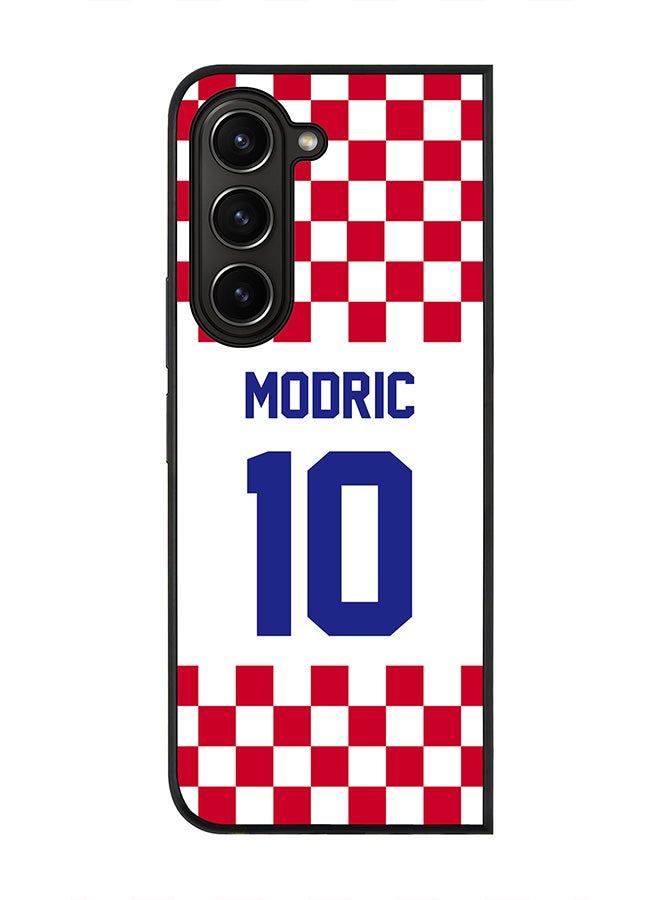 Stylizedd Rugged Black edge case for Samsung Galaxy Z Fold5, Slim fit Soft Case Flexible Rubber Edges Anti Drop TPU Gel Thin Cover -  Football Team - Croatia, Player Name - Modric - Image 1
