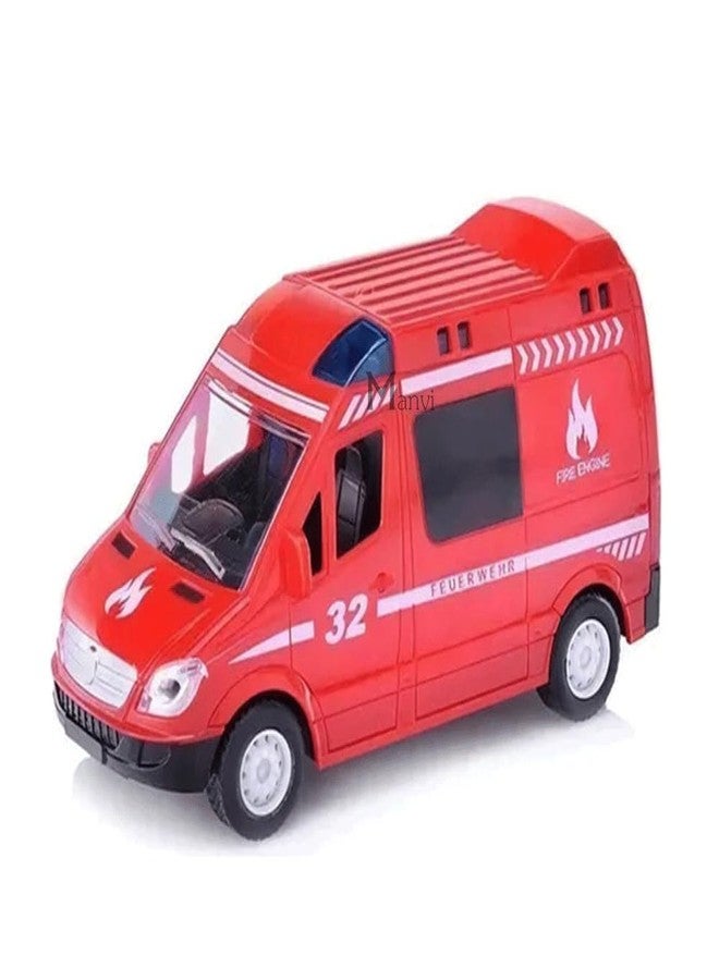 MANVI Fire Truck for Kids, Pull Back Emergency Rescue Vehicles, Door-Openable Diecast fire Toys for Boys, Girls, Birthday Gift (Metal fire Truck) - Image 1