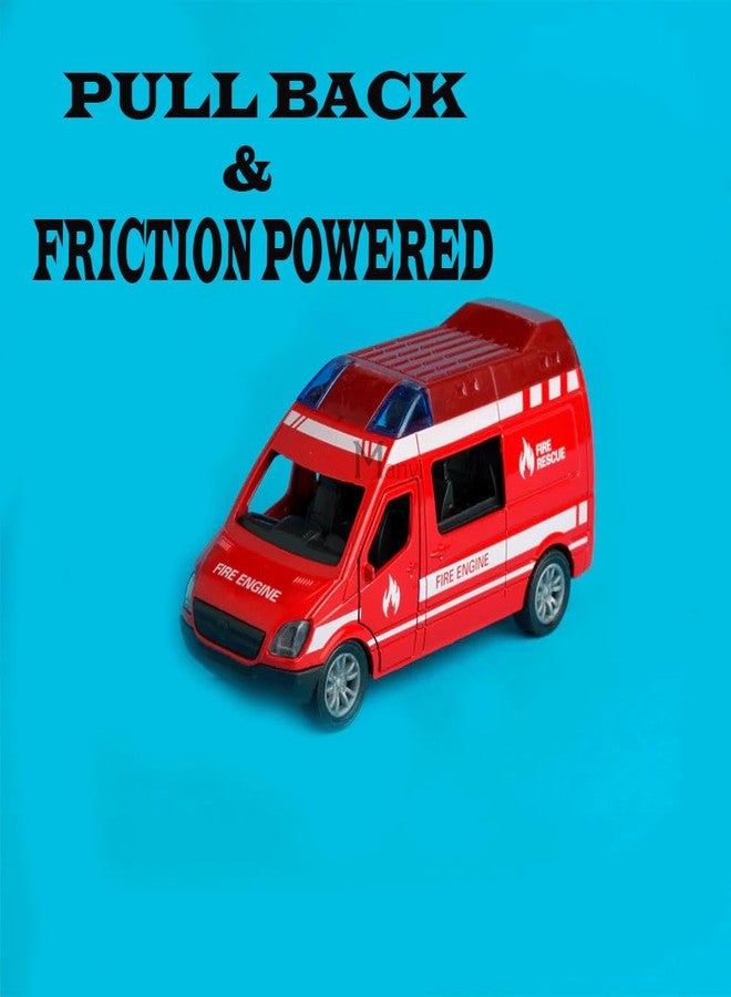 MANVI Fire Truck for Kids, Pull Back Emergency Rescue Vehicles, Door-Openable Diecast fire Toys for Boys, Girls, Birthday Gift (Metal fire Truck) - Image 4