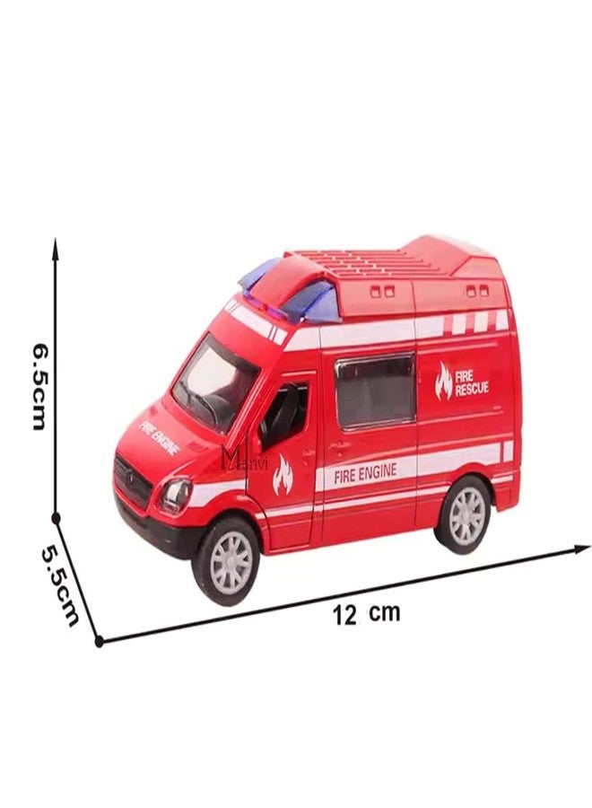 MANVI Fire Truck for Kids, Pull Back Emergency Rescue Vehicles, Door-Openable Diecast fire Toys for Boys, Girls, Birthday Gift (Metal fire Truck) - Image 2