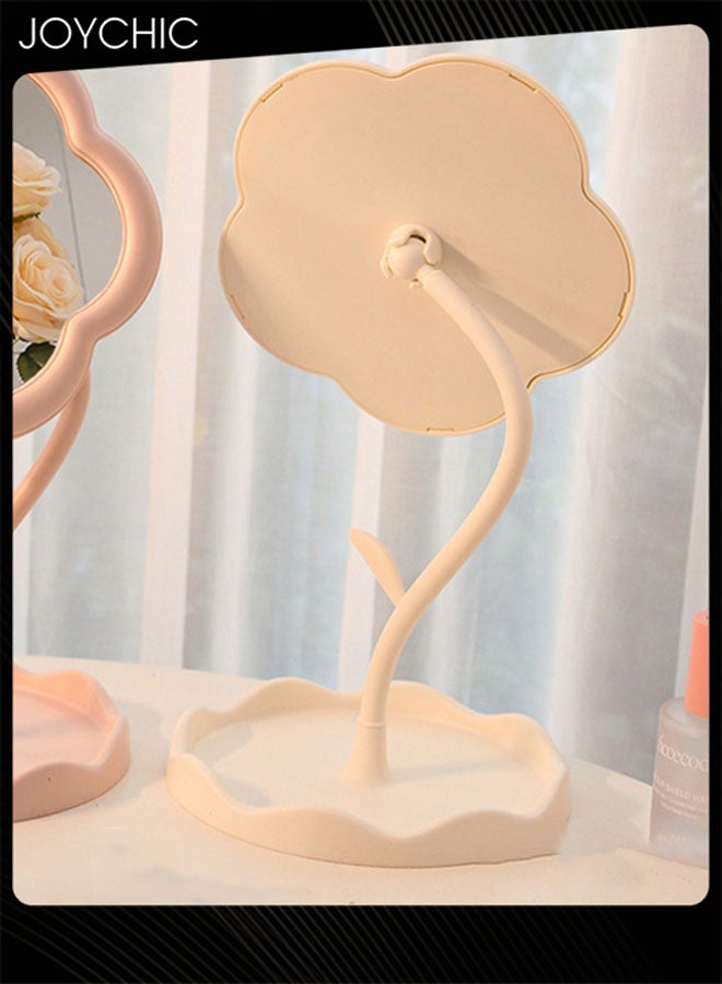 Joychic مرآة مكياج دوارة للنساء مع صينية طاولة، مرآة زينة بشكل زهرة جميلة للطاولة، غرفة النوم، الحمام، غرفة المعيشة - Image 3