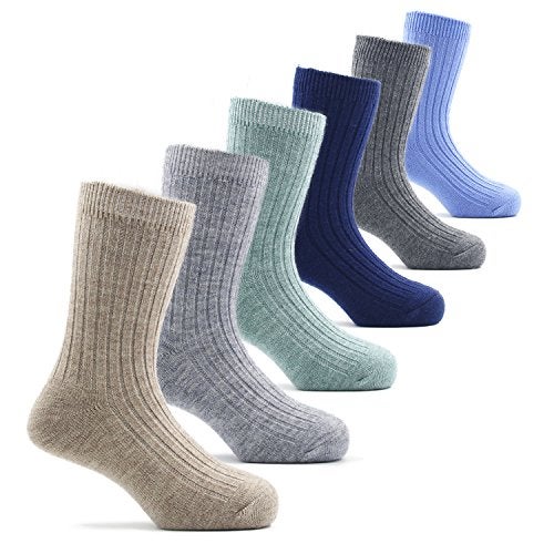 HowJoJo Little Boys Wool Socks Kids Crew Seamless Winter Warm Thermal Socks 6 Pack 3/4/5T - Image 1