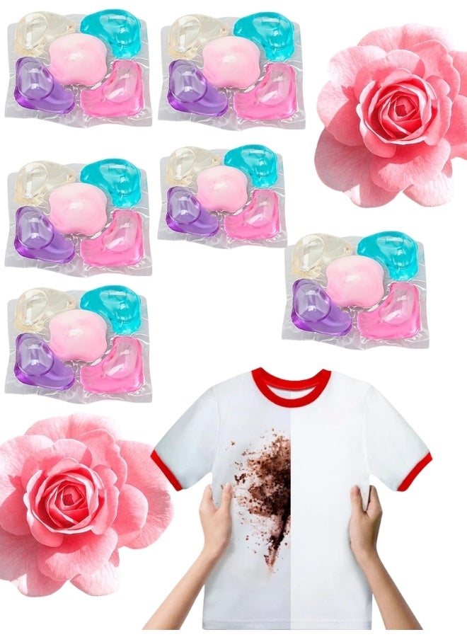 5-in-1 Concentrated Laundry Capsules 30 Count – Powerful Deep Cleaning Detergent Pods for Tough Stain & Odor Removal, Fabric & Color Care, Long-Lasting Fresh Fragrance, Easy Washing Machine Use for Everyday Clothes, Sportswear, Kids' Clothing & Household Laundry -With The scent of flowers - Image 3