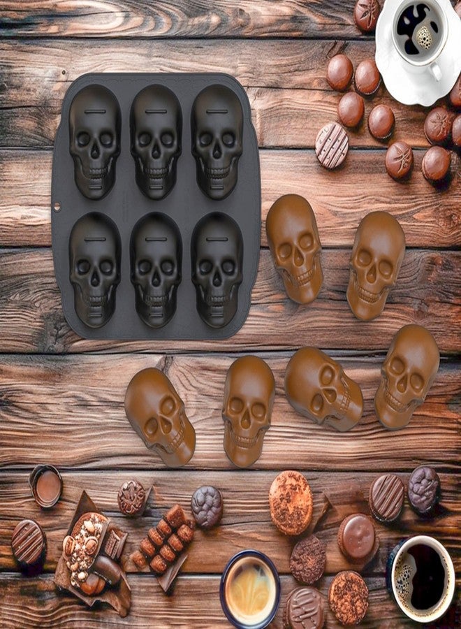 TinLeJa Skull Silicone Cake Pan, 6 Cavity Skull Cake Decoration Mold, Kitchen Supplies, Suitable for Halloween, Birthday Parties, etc - Image 3