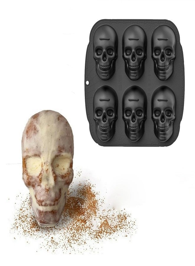TinLeJa Skull Silicone Cake Pan, 6 Cavity Skull Cake Decoration Mold, Kitchen Supplies, Suitable for Halloween, Birthday Parties, etc - Image 4