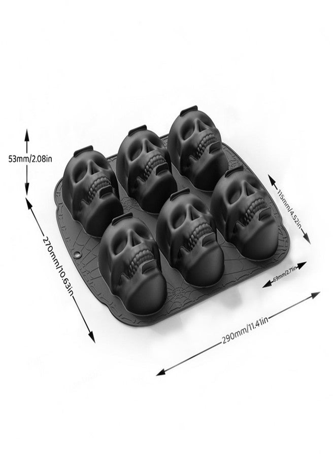 TinLeJa Skull Silicone Cake Pan, 6 Cavity Skull Cake Decoration Mold, Kitchen Supplies, Suitable for Halloween, Birthday Parties, etc - Image 2